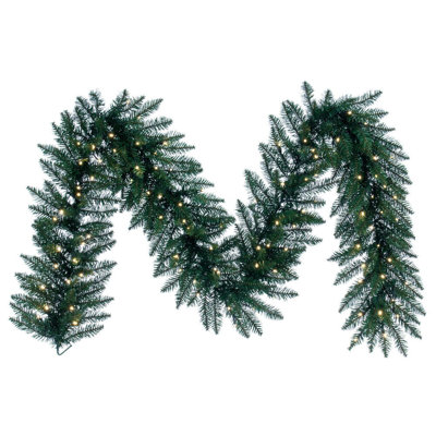 9' x 14" Camdon Fir Artificial Pre-Lit Garland, 100 Battery Operated Lights