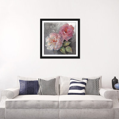 «Roses on Grey I», reproduction d'art sur toile tendue