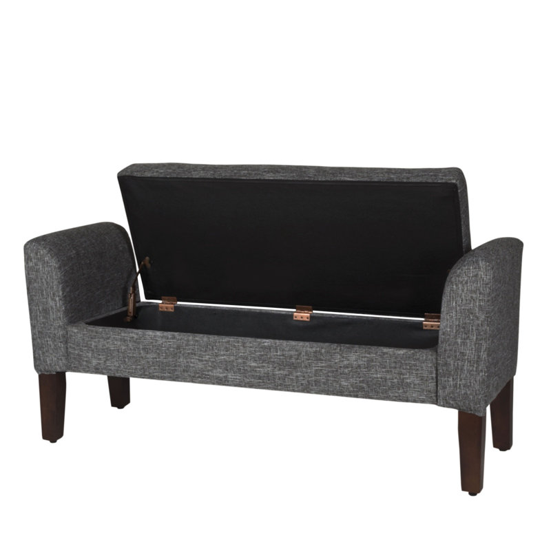 Banc de rangement à couvercle rabattable rembourré, Anthracite