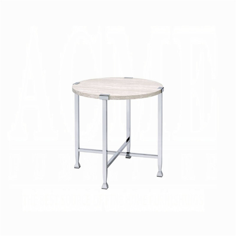 Table d'appoint contemporaine avec plateau en bois et finition en chêne blanc