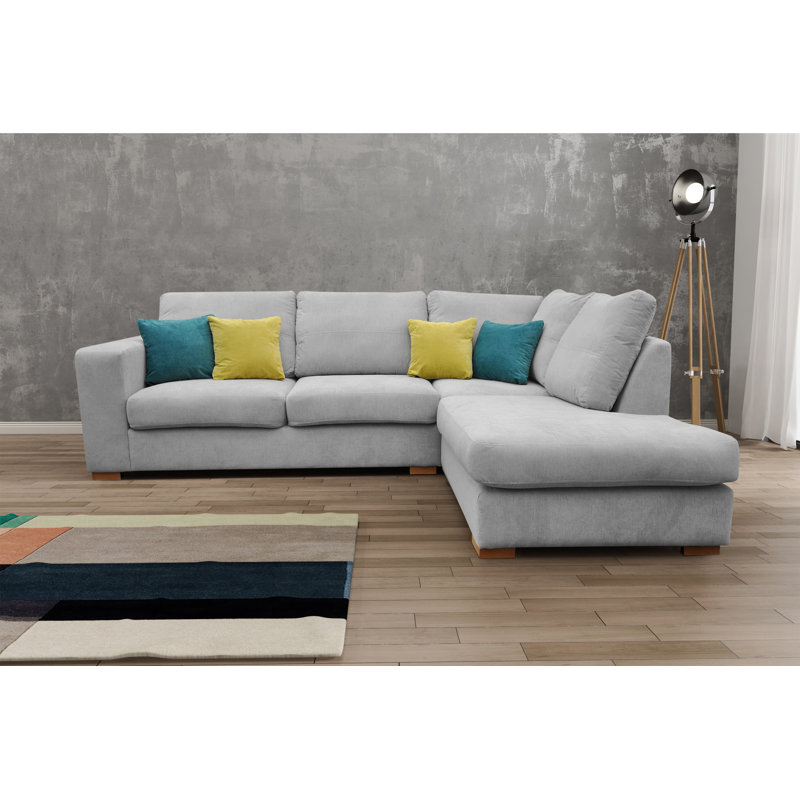 Isobe Corner Sofa, Silver, Right Hand Facing