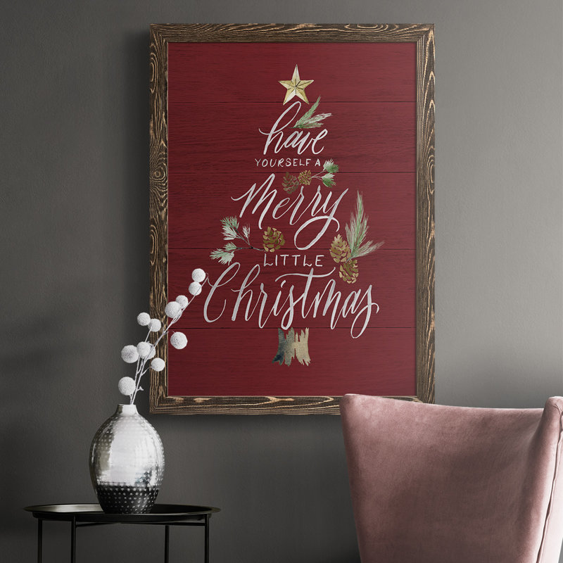 Gesualda Merry Little Christmas, reproduction d'art sur toile encadrée, H 43,5 po x l 31,5 po x P 1 po, Noyer