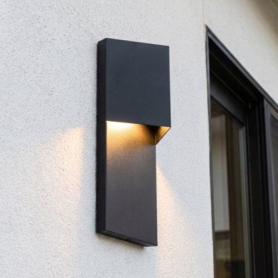 12 in. Matte Black Outdoor Wall Sconce, Modern LED Waterproof Light, Dimmable