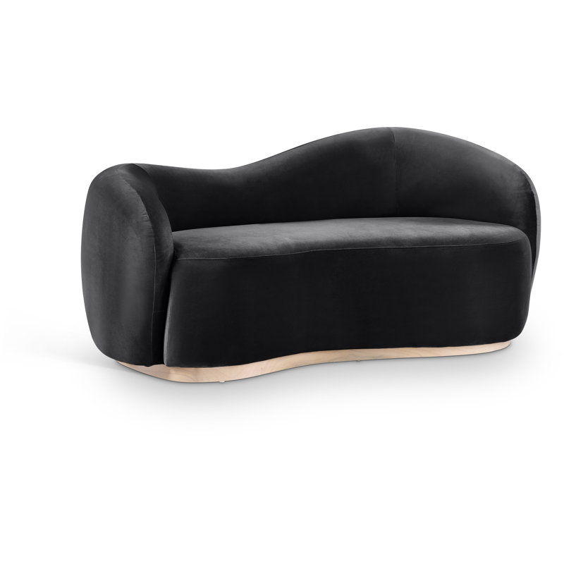 Aldana 72.5" Velvet Upholstered Loveseat, Black Velvet