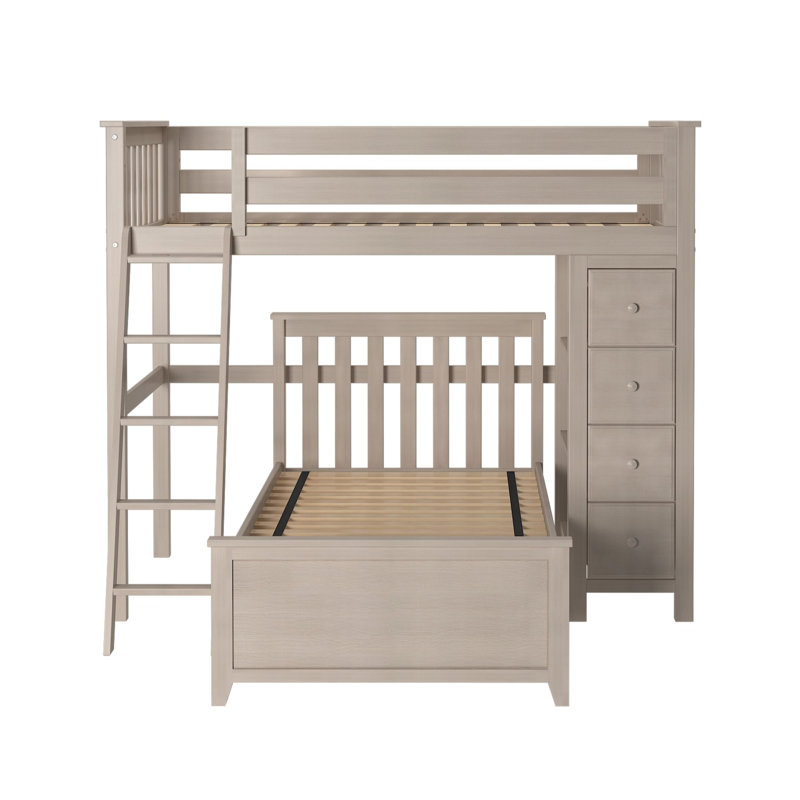 Buendia Kids Twin Over Twin Bunk Bed with Drawers, Stone