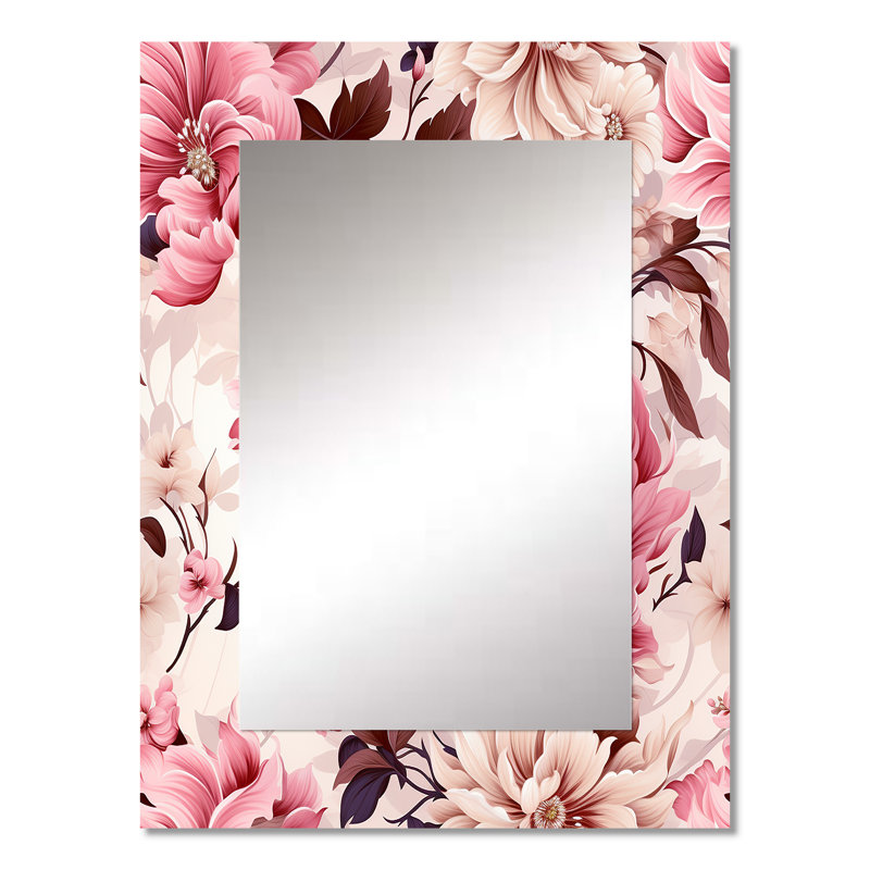 Kuzman doux rose pivoine Bouquet jardin - miroir mural décoratif floral, grand miroir floral, art imprimé en métal