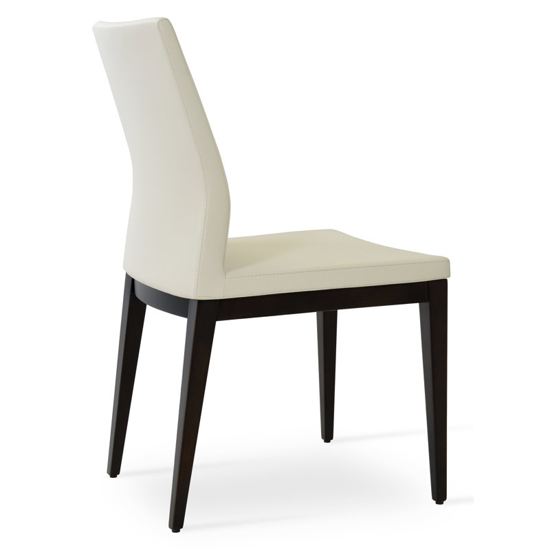 Pasha Wood Dining Chair in Boucle Fabric, Wenge, Off White Boucle