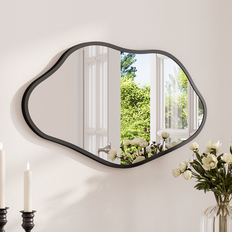 Aluminium Irregular Mirror, Black, 40.6cm x 71.1cm