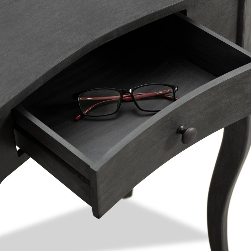 Dark Gray Wood Console Table with Storage Drawer