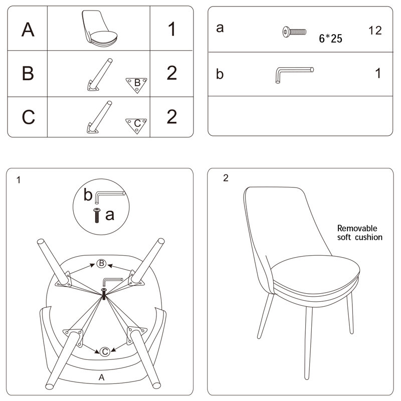 Chaises de salle à manger sans accoudoirs Mercer41, Tanné