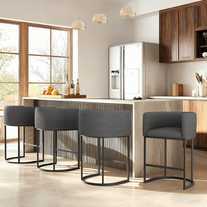 Tabouret de comptoir rembourré avec structure en métal, Gris carbone
