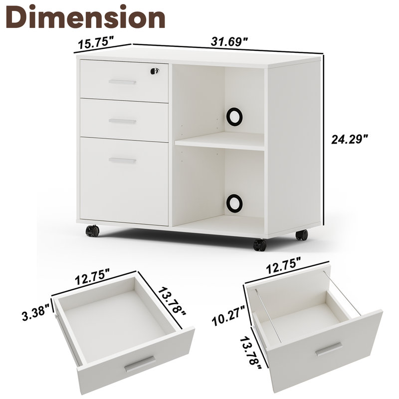 Mikhaila 3 Drawer Storage Drawer, White
