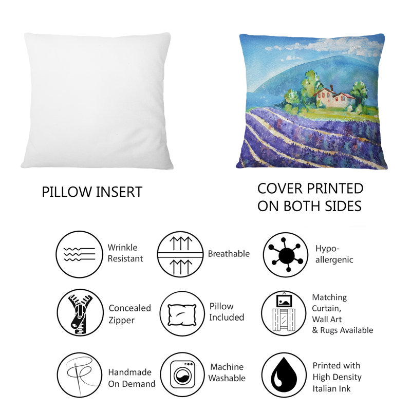 Coussin décoratif imprimé champêtre