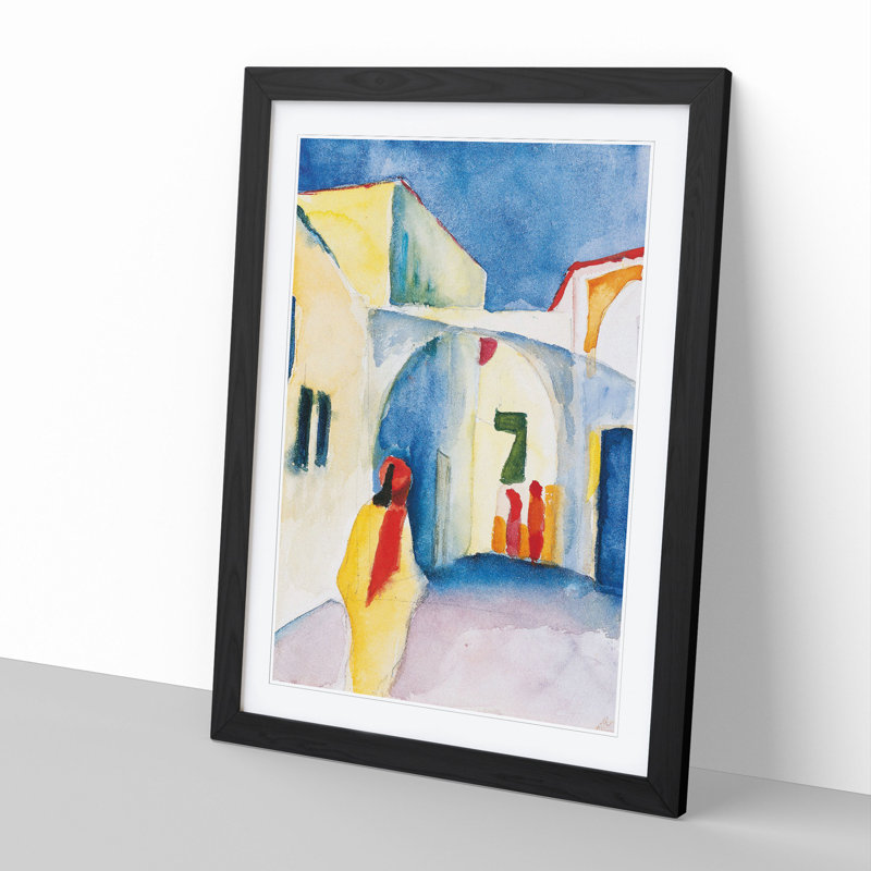 View into a Lane by August Macke - Framed Print, 36cm H x 27cm W x 2cm D, Black Framed