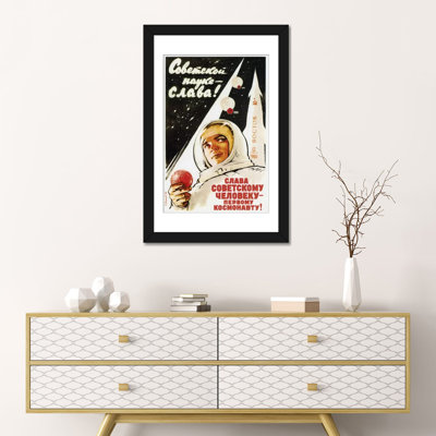 «Vintage Space Poster of a Cosmonaut, Stars, and a Rocket», affiche vintage sur toile