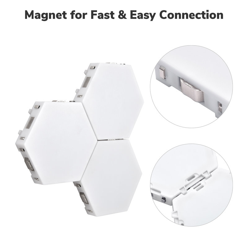 Corrigan Studio 10 Pack Multi-Colour Hexagonal Wall Light Panels Touch Sensitive Magnetic LED Splicing Hex Light Modular Quantum Lamp DIY Bedroom Home Office Hotel Bar