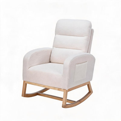 Chaise berçante moderne à bascule avec dossier haut (beige, sherpa)