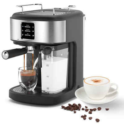 Machine à espresso domestique à 20 barres: double chaudière, mousseur automatique, réservoir 57 oz - motifs et capsules!