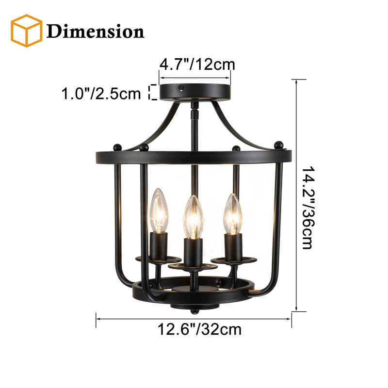 Jaysten Semi Flush Mount, Black