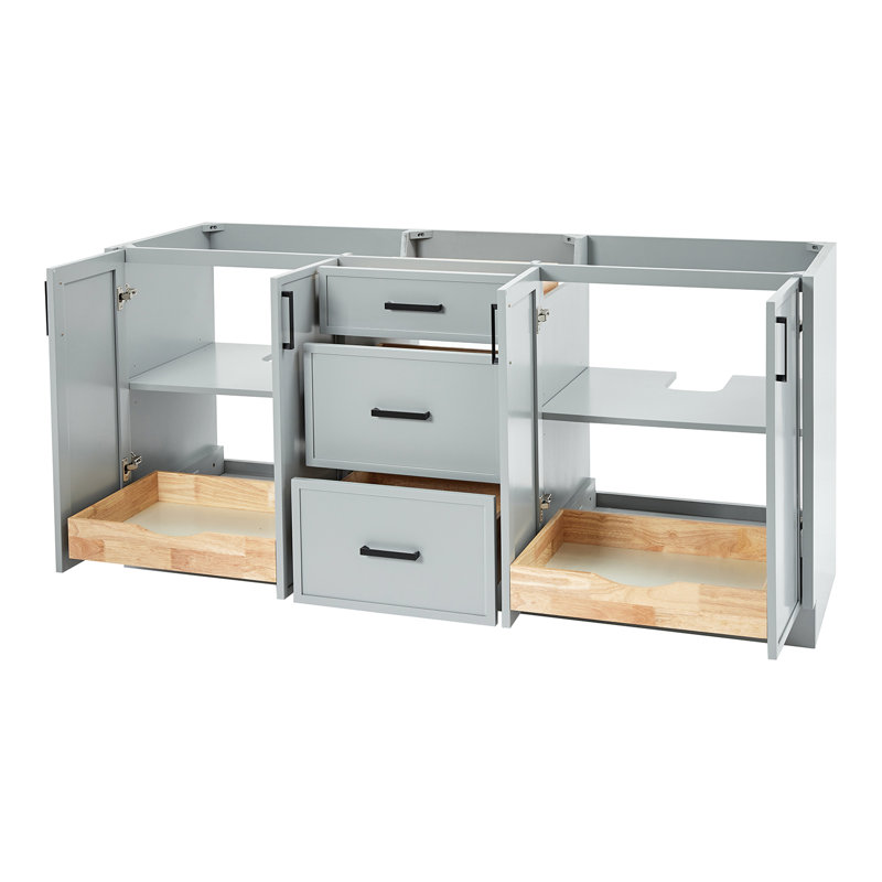 Base de meuble-lavabo double ARIEL Kelley 72 seulement, Gris