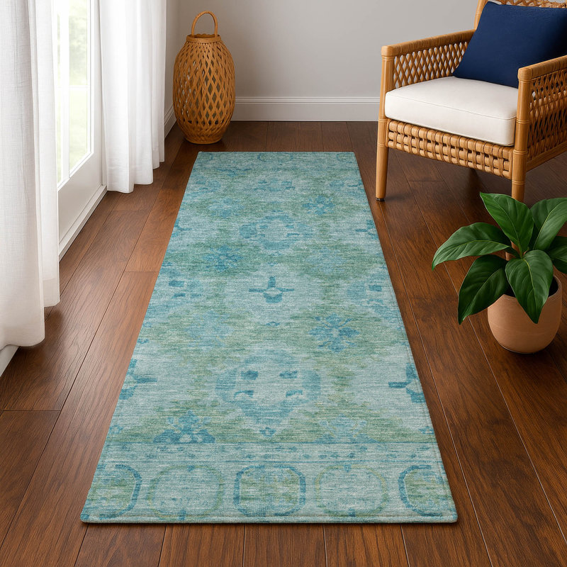 Premium Machine Washable Lubbers AMF1760 Border Rug, Runner 2'3" x 7'6"