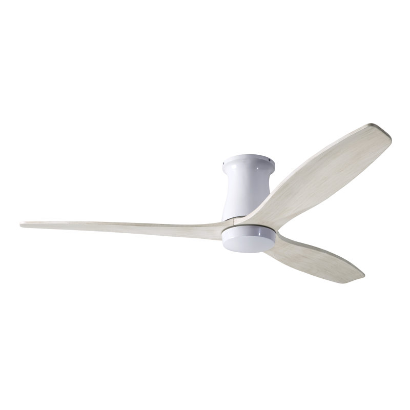 Arbor Flush Mount Ceiling Fan, Whitewash, Handheld Remote Control, Gloss White