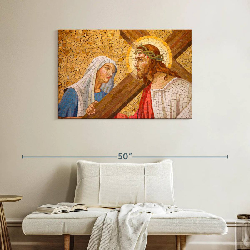 Jésus-Christ et Marie mosaïque, H 26 po x l 39 po