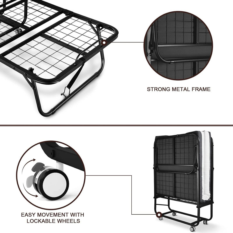 Lit de bébé portatif pour adulte avec tissu double et mousse - L 75 po x l 46 po, lit pliant amovible lavable et confortable, capacité de charge de 450 lb