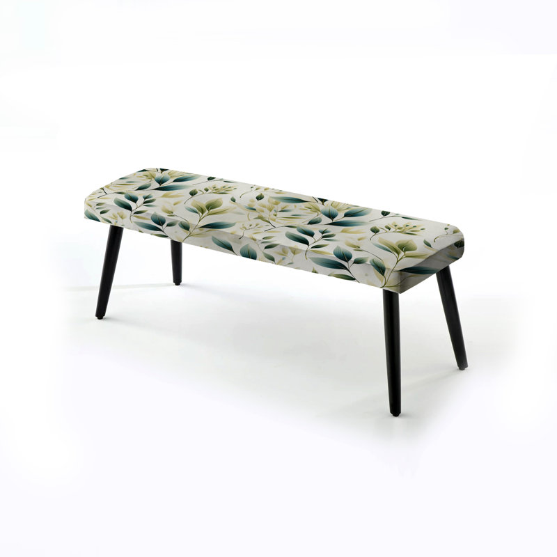 Motif de feuilles zen - Banc noir rembourré Plants