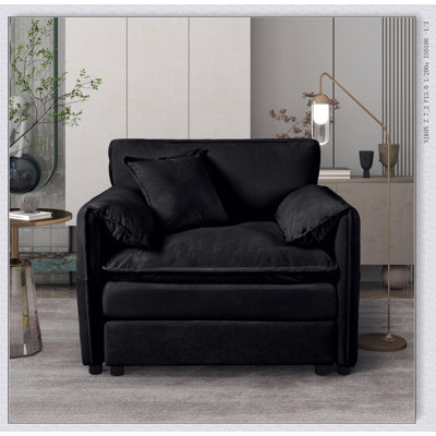 Modern Modular Upholstered Armchair with Deep Seat and Toss Pillow for Flexible Living Room Seating Arrangements