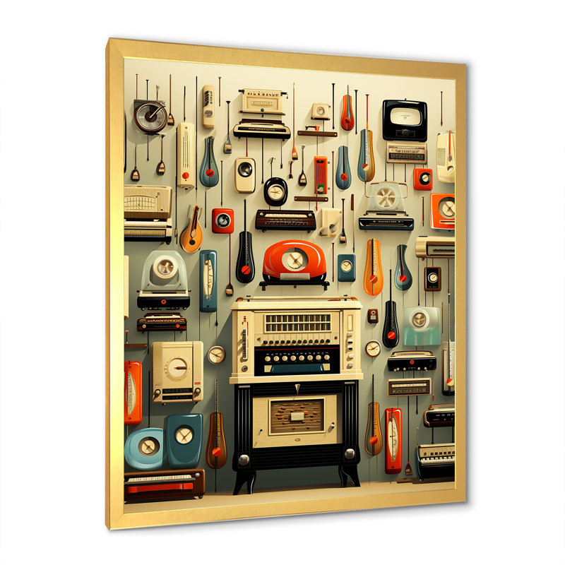Nostalgic Jukebox Tunes 1 - Jukeboxes, art mural, Cadre photo doré simple, H 32 po x l 24 po x P 1 po
