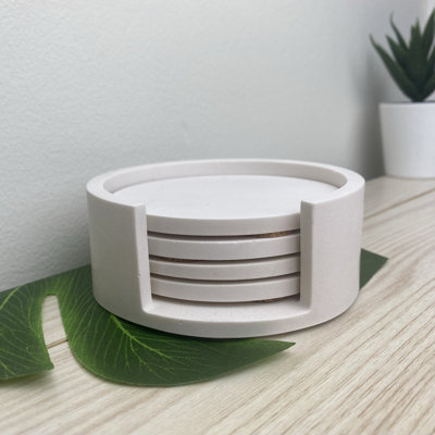 Stoneware Round 4 Piece Coaster Set