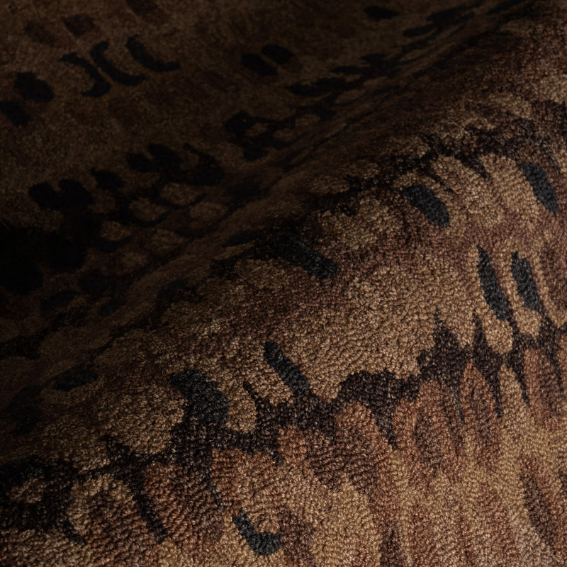 Paint Chip Hand Micro Hooked Wool Rug, Brown, Rectangle 9'6" x 13'6"