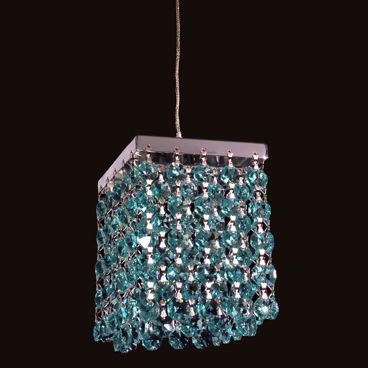 Luminaire suspendu carré simple 1 lumière Mirco, Vert antique