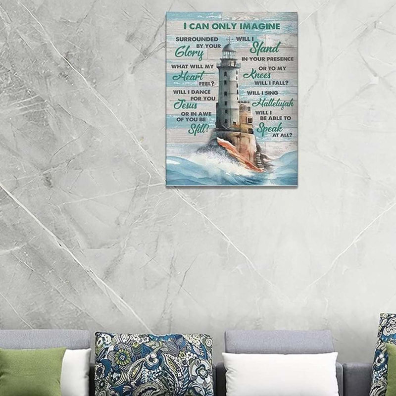Wall Art Nautical Decor Coastal Ocean Pictures Wall Decor Lighthouse Christian Scriptures Canvas Painting., 40 cm H x 30 cm W