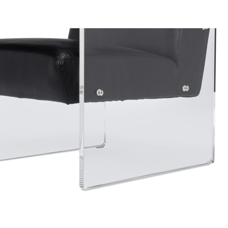 Holloway Leather Armchair, Black Genuine Leather