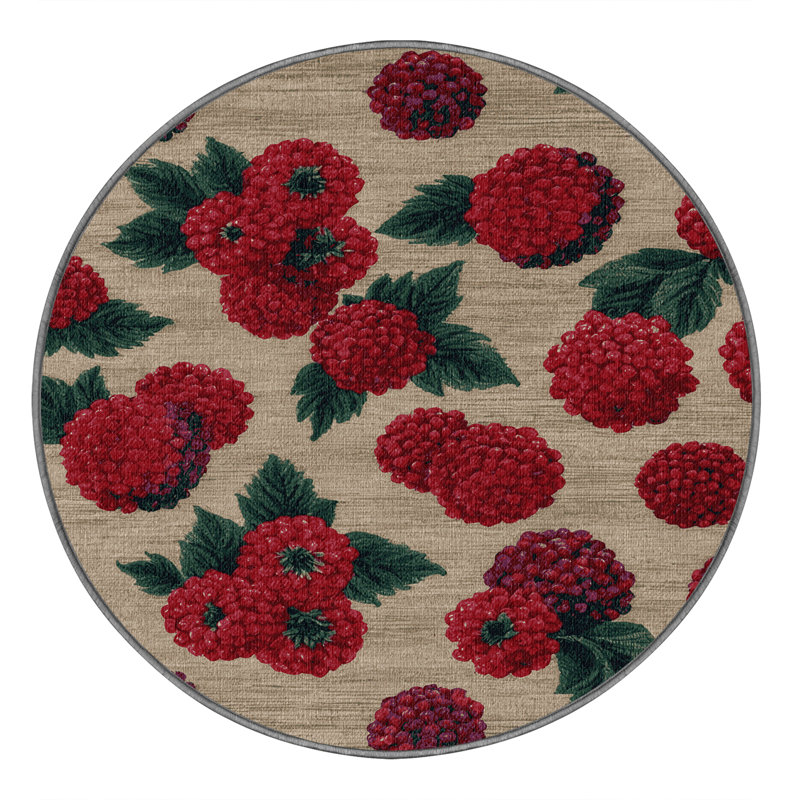  Tapis lavable avec baies arbutus, Rond 3 pi