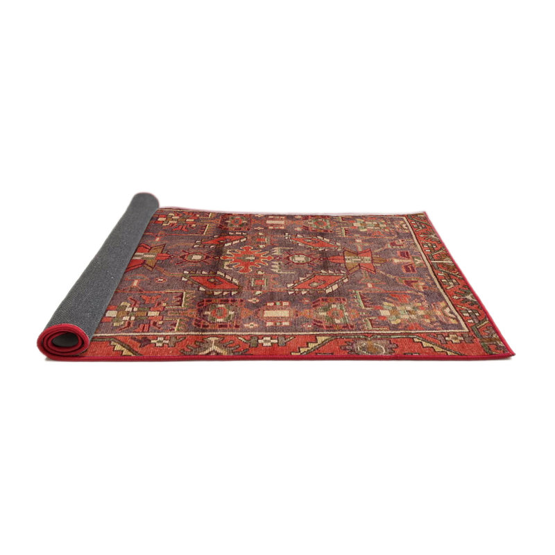 Tapis oriental rouge / beige / mauve, Rond 8 pi