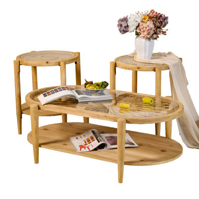 Ensemble de tables basses en rotin Cordoves