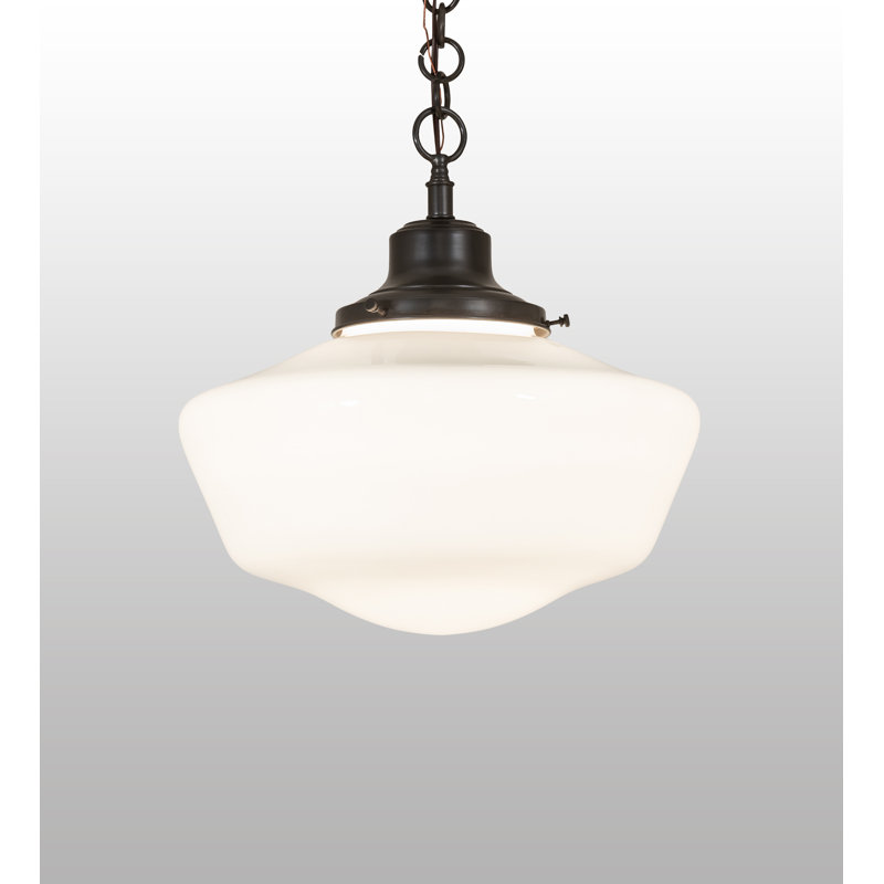 16" Wide Revival Schoolhouse W/Traditional Globe Pendant
