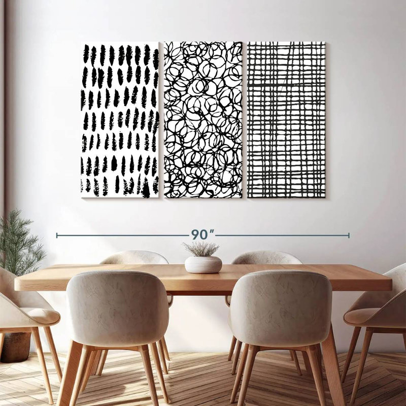 Ensemble 3 pièces Avery Abstract Bold Scribbles Abstract II sur toile, H 74 po x l 48 po x P 1,25 po