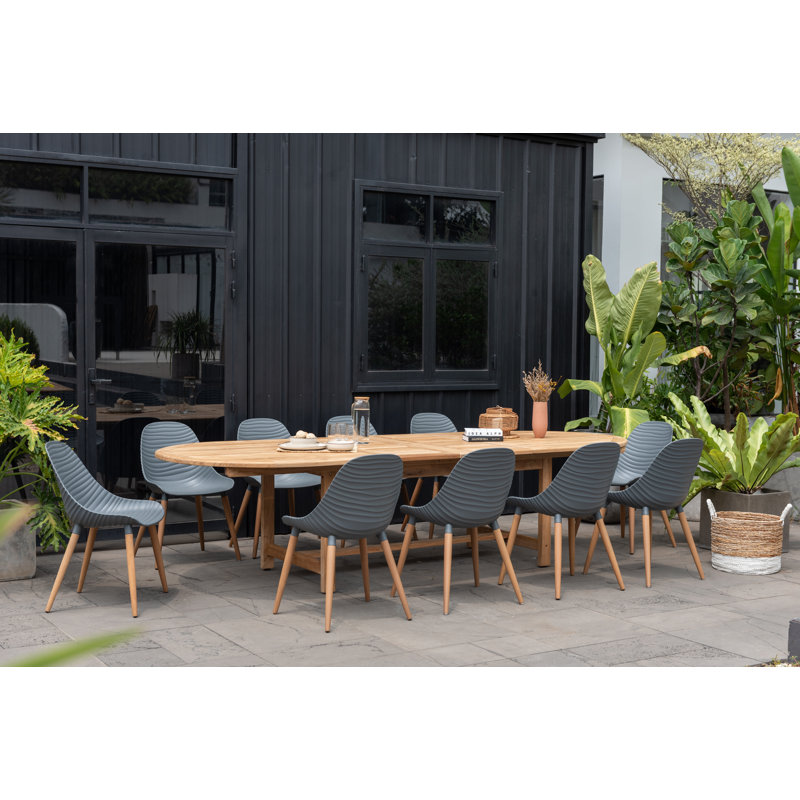 Clegg Outdoor Patio 11pc FSC Solid Teak Wood Dining Set