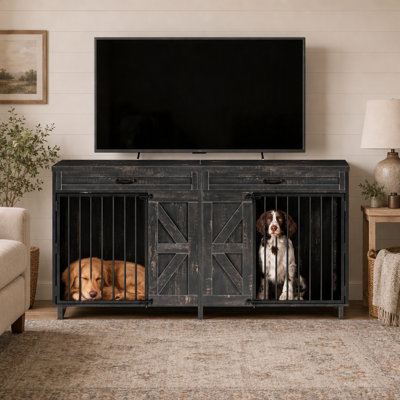 Meuble pour chien 70,8 po avec tiroirs de rangement et grande cage pour chien