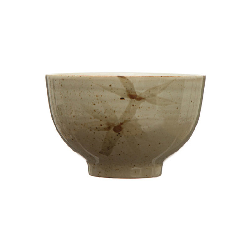 Stoneware Bowl with Hand-Painted Bamboo Reactive Glaze
