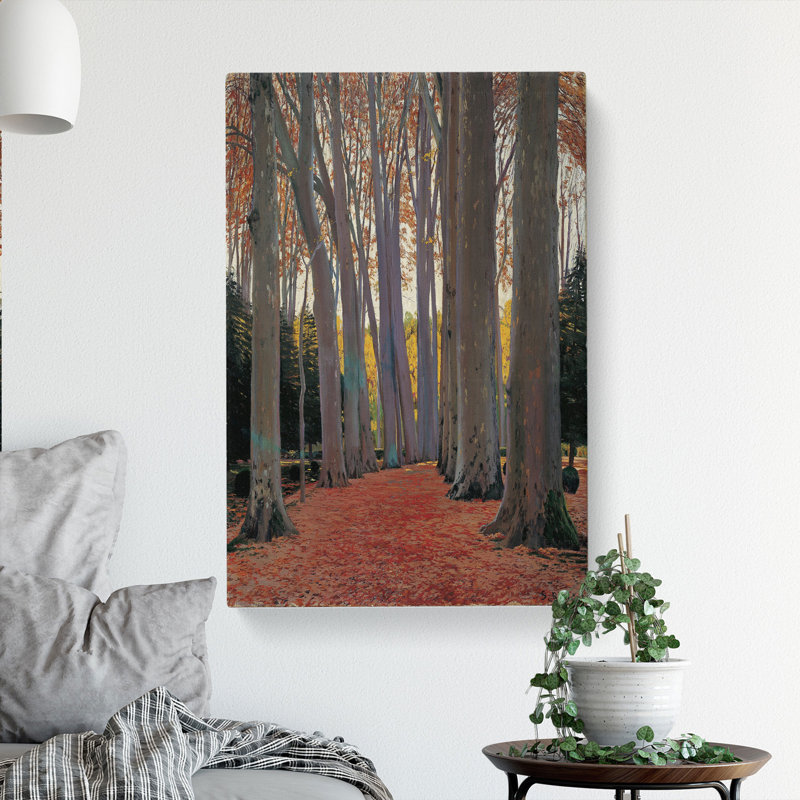 Avenue Of Plane Trees by Santiago Rusinol - Wrapped Canvas Painting, 50cm H x 35cm W x 3cm D