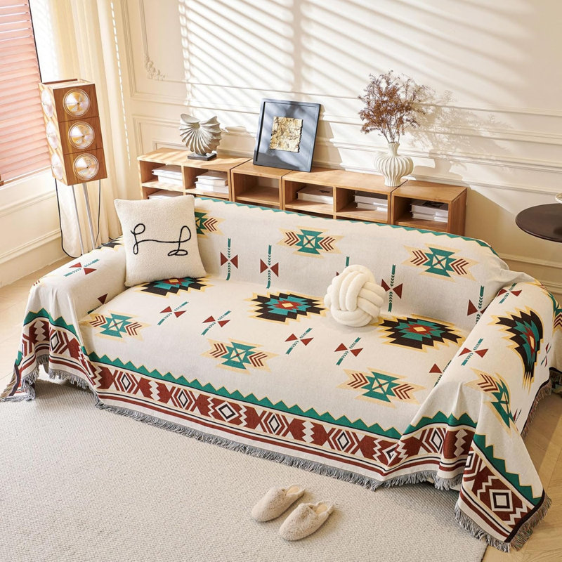 Extra Thick Bohemian Woven Blanket 180 x 300 cm, Large Sofa Throw Blanket for Couch Bed