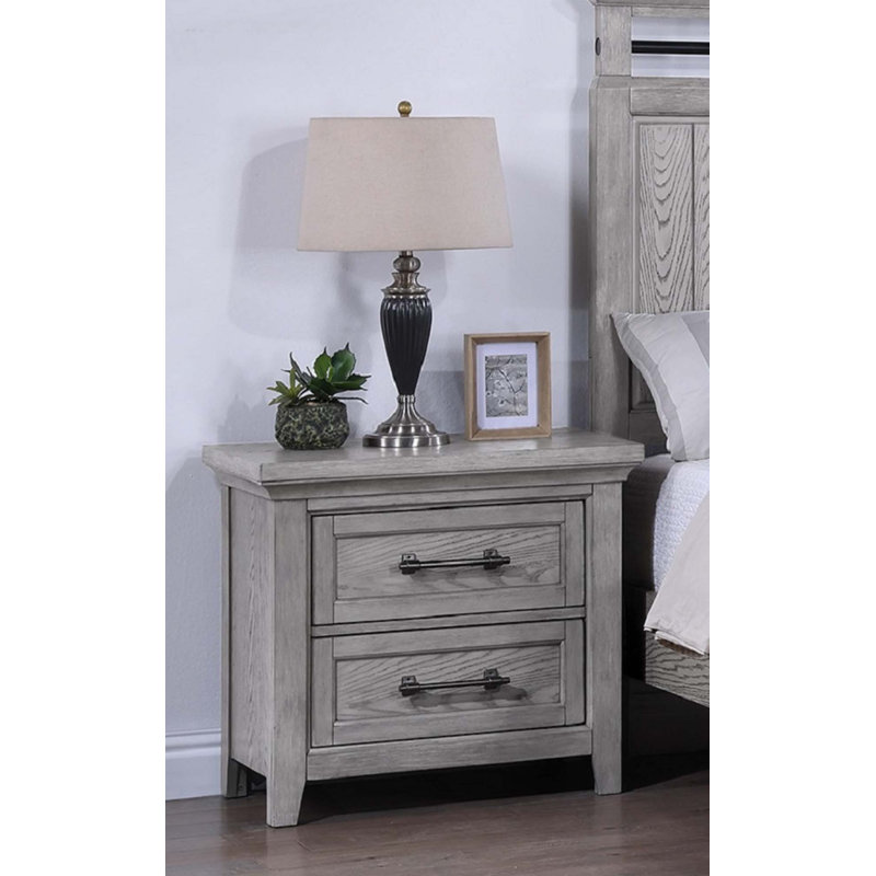 Table de chevet 2 tiroirs 1Pc, Gris