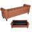 Button-Tufted Storage Ottoman Bench Rolled Arm PU Leather Wood Legs-822022263