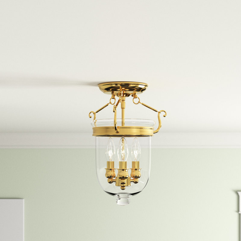 Plafonnier semi-encastré 3 lumières Husman, H 18 po x l 12 po x P 12 po, Bronze