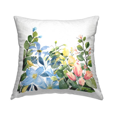 Leafy Spring Blooms Outdoor Printed Pillow by Kim Allen